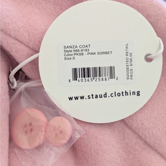 NEW NWT STAUD Sanza Coat in Pink Sorbet - Picture 5 of 7